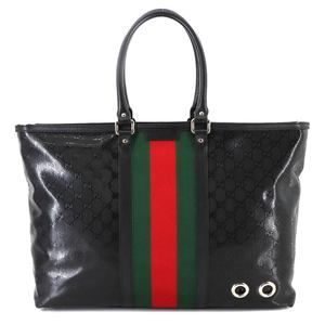 GUCCI Black Leather Tote Bag